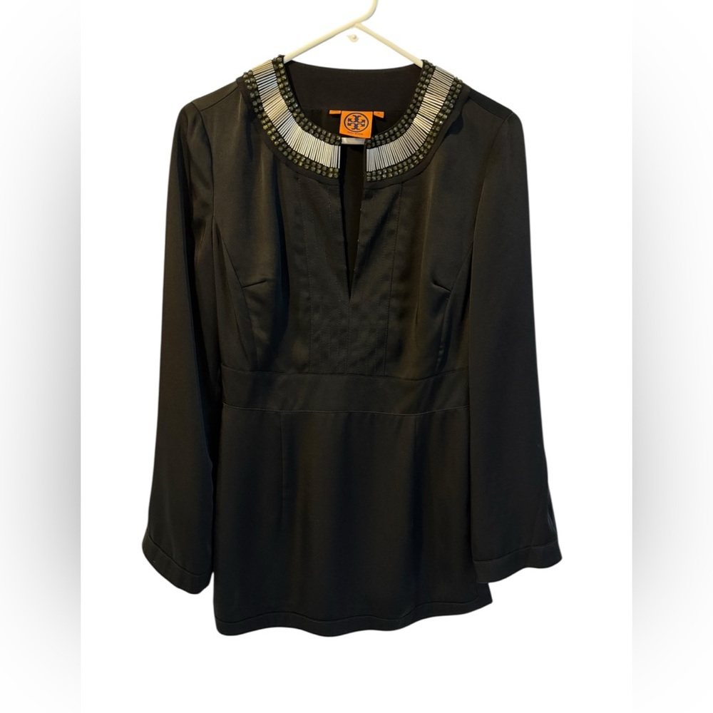 Tory Burch Black Beaded Tailored Tunic, Size 2